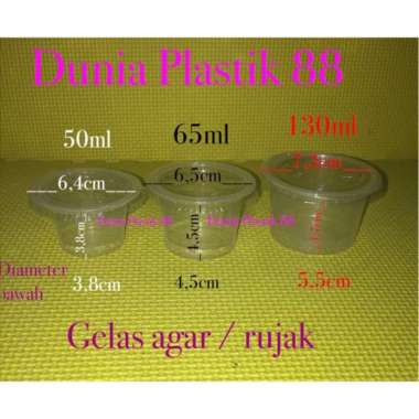 isi kurang lebih 50pc GELAS AGAR tutup plastik cup bening kecil puding rujak mini 50ml 65ml 130ml GE