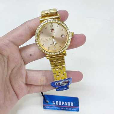 JAM TANGAN LEOPARD ORIGINAL 100% - Jam Tangan Wanita Kasual Permata - Bonus Batrei Cadangan - Bahan 