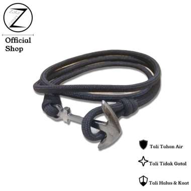 Zafa Gelang Tali Lilit Jangkar Simple Pria Wanita - Gelang Simpel Hitam Corak Merah