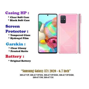 Samsung Galaxy A71 2020 - 6.7 inch - Case - Screen Protector - Battery - Dll Black Soft Case