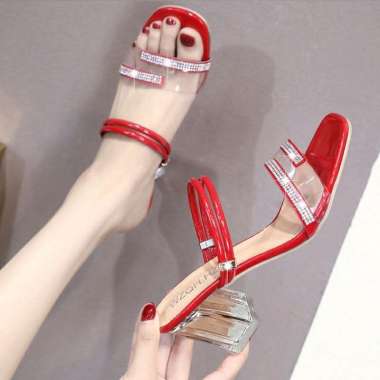 HEELS HAK TAHU KACA ANGELINA 37 Merah