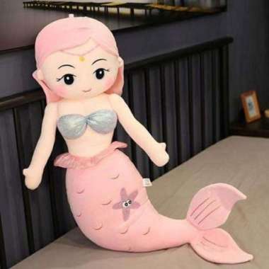 BONEKA PUTRI DUYUNG MERMEID TINGGI 65CM BAHAN YELVO SANGAT LEMBUT SNI - 70cm Pink