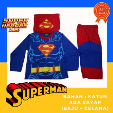 KOSTUM SUPERHERO ANAK SUPERMAN SETELAN PANJANG KARAKTER BAJU SAYAP - 10