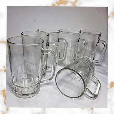 Gelas kaca/ gelas tinggi kaca/gelas polos/gelas gagang/gelas bir/gelas teh gagang Tanpa bubble