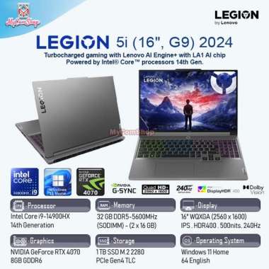 LENOVO LEGION 5i GEN 9 i9-14900HX 32GB 1TB RTX 4070 8GB 16" QHD+ 240HZ