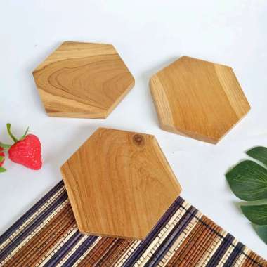 ARENHANDICRAFT Coaster hexagon kayu jati