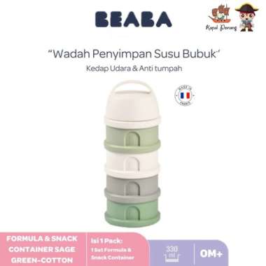 Beaba Formula n Snack Container Sage Green - Wadah Susu & Cemilan Bayi