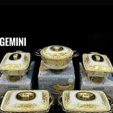 Set prasmanan vicenza gemini isi 5 pcs /prasmanan 4 segi dan 1 bulat motif gemini Tanpa packing kayu