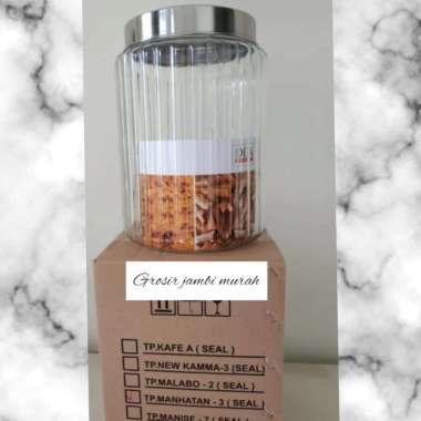 Toples kerupuk kaca kama Type new manhattan kapasitas 5 liter/toples kerupuk/wadah kerupuk kaca Tanp