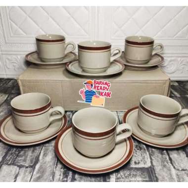 Cangkir 1 set isi 6 gelas +tatakan gelas box gelas gift kado hadiah nikahan cangkir set Instant goje