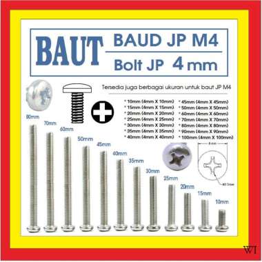 BAUD BAUT JP M4 STAINLESS 10 15 20 25 30 35 40 45 50 60 70 80mm 380099 M4 X 8mm+ GALVANIS