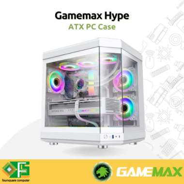 Gamemax Hype White + 3x Fan | Casing PC ATX | CPU PC Case Gaming Cube