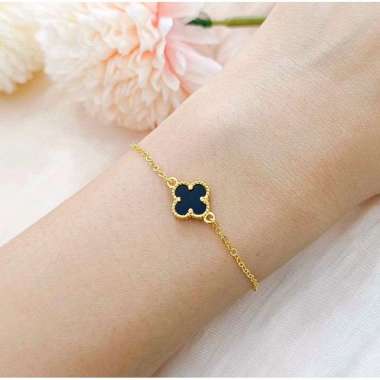 Gelang Clover Koleksi Josean Elegant Hadiah Ultah Emas Asli