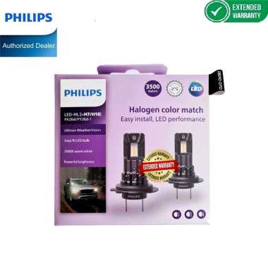 Philips Ultinon Weather Vision LED H7 H18 3500K Bohlam Lampu Mobil Kuning