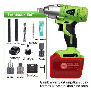 288V Cordless Impact wrench 2 ba 1 baterai 288V + Box + 9 buah