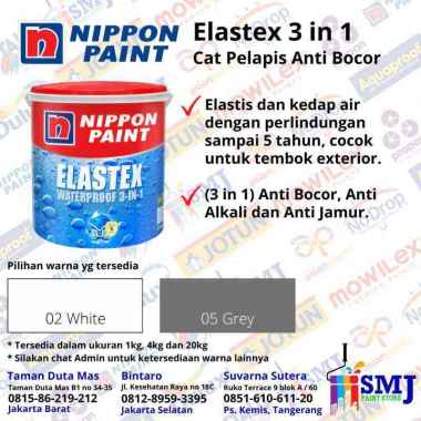 CAT TEMBOK WATERPROOFING ANTI BOCOR NIPPON PAINT ELASTEX 3IN1 KEMASAN 20 KG GREY