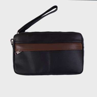 VERISH F1 Horizon Tas Clutch Pria Kulit Asli Texture Leather Motif Jeruk Horizon Brown