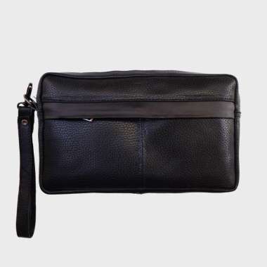 VERISH F1 Horizon Tas Clutch Pria Kulit Asli Texture Leather Motif Jeruk Horizon Black