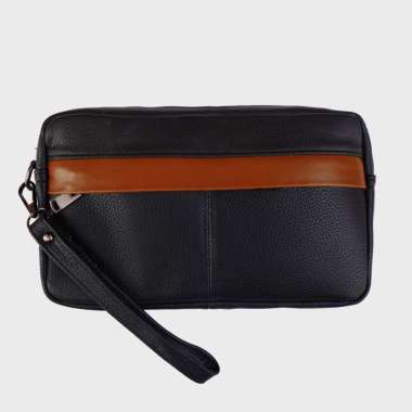 VERISH F1 Horizon Tas Clutch Pria Kulit Asli Texture Leather Motif Jeruk Horizon Tan