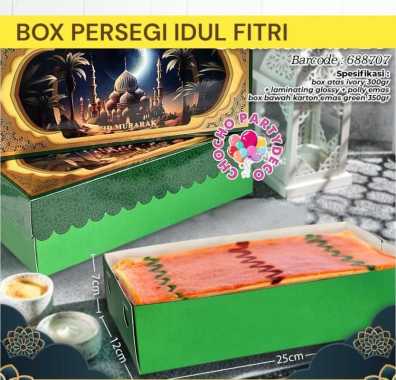 Box Idul Fitri PERSEGI / Kotak Kue Lebaran / Parcel Idul Fitri / Hampers Lebaran ukuran 25x12x7 cm H