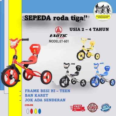 Sepeda Roda tiga EXOTIC RODA KARET 601 (anak usia 2-4 tahun) RED