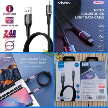 Kabel Data Micro USB Vivan VDM200 2M Fastcharging 2.4A