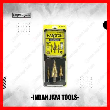 HASSTON 0501-019 Step Drill Set 3 Pcs SPIRAL Mata Bor Pagoda Titanium