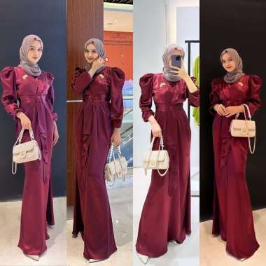 Bella Dress Satin Silk Premium | Gamis Kondangan Dress Pesta Briedsmaid | Borjue Dress Gamis Kondang