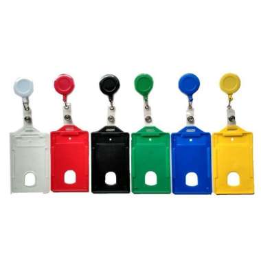 ID Card Holder Tegak/ Plastik ID card + Gantungan Yoyo 1set Transparan