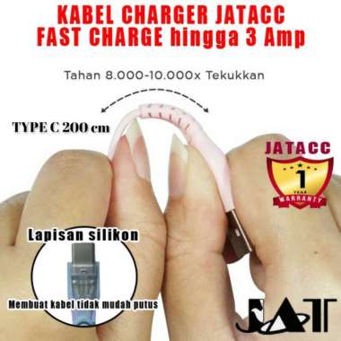 JATACC Grosir Kabel Data USB Type C 200 cm Merek JAT/ Kabel Data HP Android/ Kabel data Type C 2 met