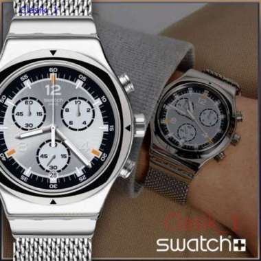 Swatch Original Jam Tangan Pria Strap Rantai Pasir YVS453MA TV TIME Garansi Resmi 2 Tahun
