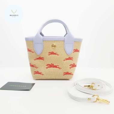 LONGCHAMP Le Panier pliage XS basket bag blue red - 100% Authentic