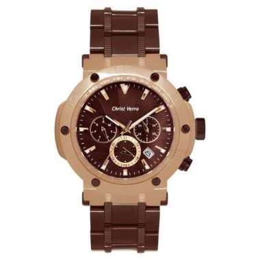 JAM TANGAN CHRIST VERRA CV 52283G-17 PRIA ROSEGOLD BROWN ORIGINAL