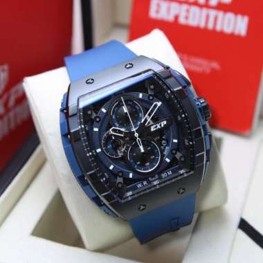 JAM TANGAN PRIA EXPEDITION 6782 E 6782 BLACK RUBBER NAVY ORIGINAL