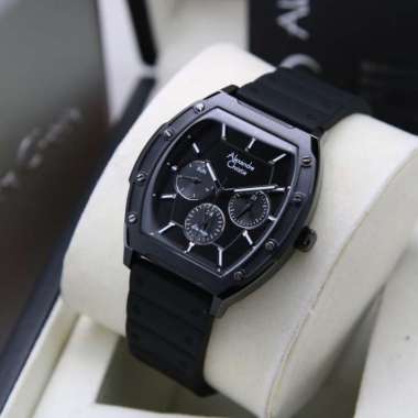 JAM TANGAN WANITA ALEXANDRE CHRISTIE AC 6628 / AC6628 RUBBER ORIGINAL FULL BLACK