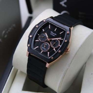 JAM TANGAN WANITA ALEXANDRE CHRISTIE AC 6628 / AC6628 RUBBER ORIGINAL ROSEGOLD BLACK
