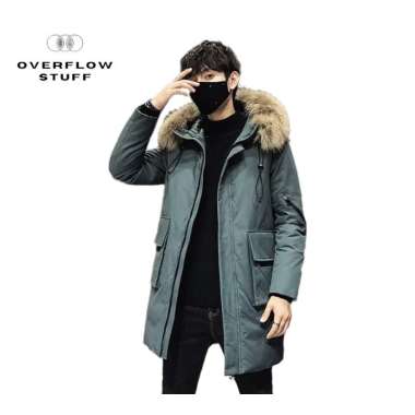 VERISH Jaket jubah Winter | Jaket Parka | Jaket Tebal Kerah Bulu Halus | Jaket Pria/Wanita OVERFLOW_
