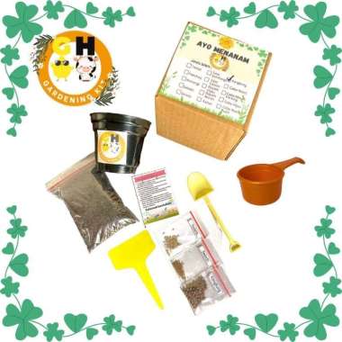 Mainan Edukasi Montessori Berkebun Sayur Souvenir Grow Kit + Gayung Mini PlastikPotWarna