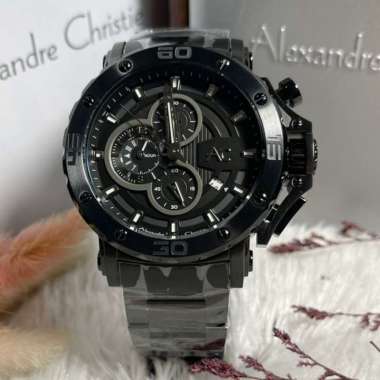 Original 100%!! Alexandre Christie Pria AC 9205 / AC9205 Rantai Full Black Garansi Resmi 1 tahun