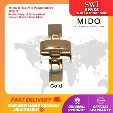 Buckle Butterfly Clasp Jam Mido Kulit 16mm 18mm 20mm Stainless Steel 16mm Gold Buckle