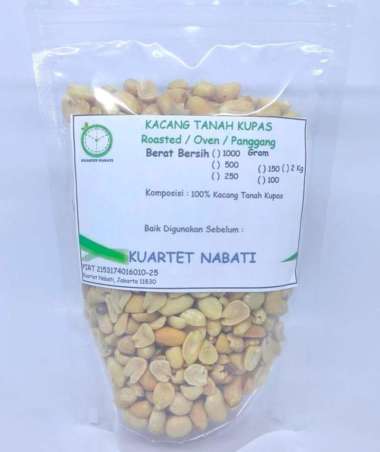 Kacang Tanah Kupas - Oven - Panggang - Rasa Original - Vegan 250 Gr