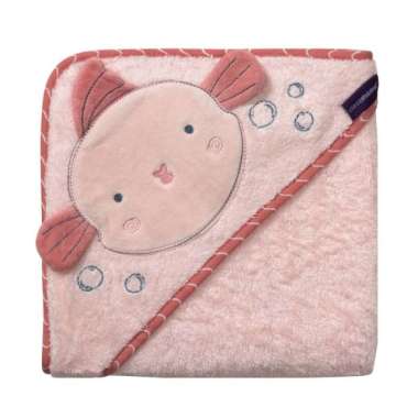 Clevamama Bamboo Apron Baby Bath Towel Pink Fish