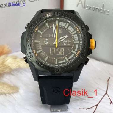 Original 100%!! Jam Alexandre Christie Pria AC 9370 AC9370 Black List Yellow Garansi Resmi 1 Tahun