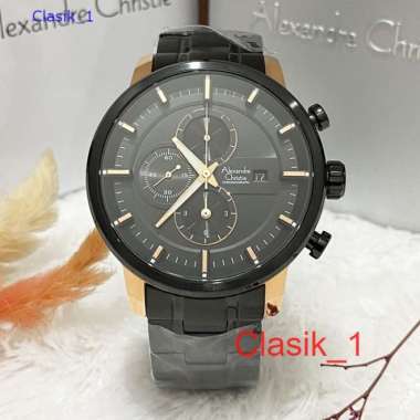 Original 100%!! Jam Alexandre Christie Pria AC 6323 AC6323 Black Rosegold Garansi Resmi 1 tahun