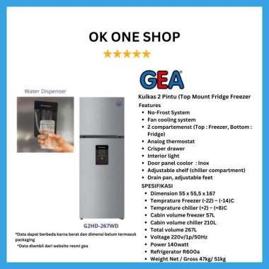 GEA Kulkas 2Pintu G2HD-267 WD / G2HD-267WD
