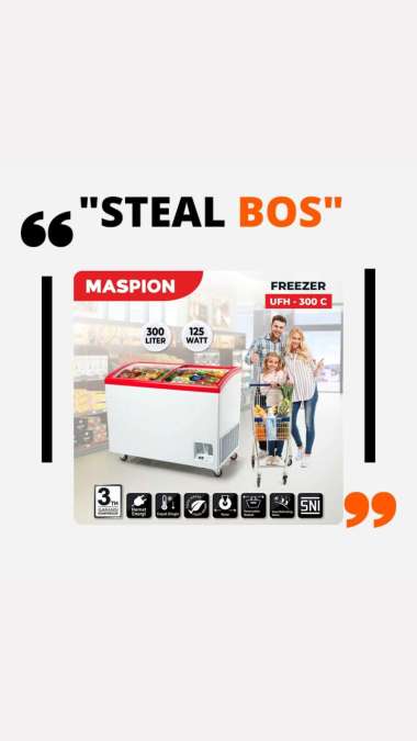MASPION chest freezer UFH 300 C sliding door freezer 300 liter sliding