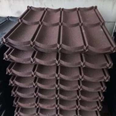 Genteng Atap Metal Polos Merah Hitam Coklat Hijau Pasir 80 x 80 cm - Merah Polos Cokelat