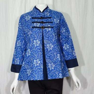 Blus pias koin 02 | Baju Kerja Batik Wanita | Langitjua Collection L biru
