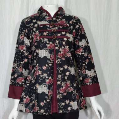Blus pias koin 02 | Baju Kerja Batik Wanita | Langitjua Collection M hitam