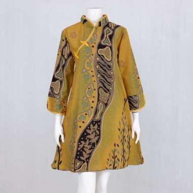 NAILA SARI 02| TUNIK BATIK KRAH SHANGHAI | NAILA DRESS BATIK XL Kuning